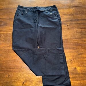 Ann Taylor Womens Petites 12P Black Dress Pants Wide Flare Leg Chino Pockets